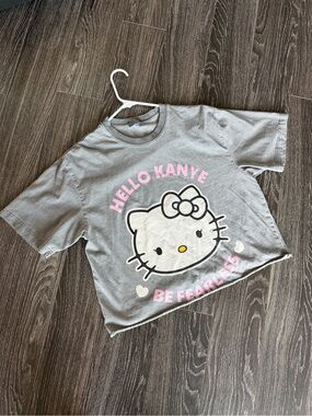 Kanye West Gray Hello Kanye Be Fearless Hello Kitty Graphic Tee